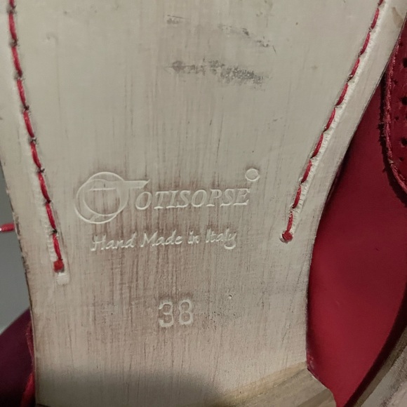 Handmade Red Leather Otisopse Shoes Size 38 - Picture 2 of 3